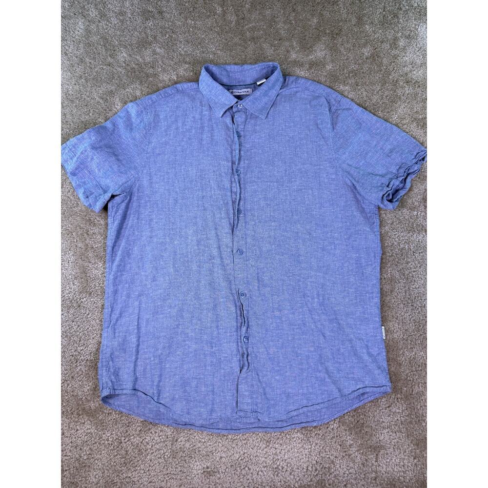 Cubavera Casual Shirt Men's Large Linen Blend Short Sleeve Button Front E173